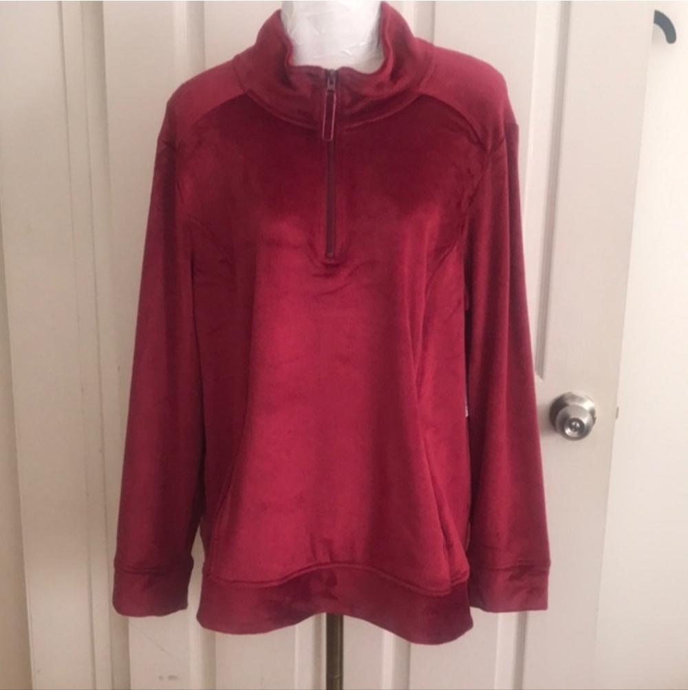 Croft & Barrow Women's Rich Red Quarter-Zip Sweatshirt